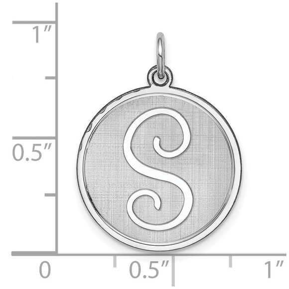 Sterling Silver, Makayla Collection, 20mm Disc Initial S Pendant - Picture 4 of 5